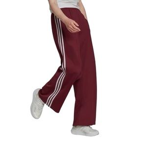 NWT Adidas Burgundy Wide-Leg track pants color: victory crimson firebird